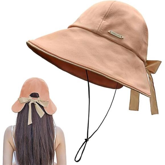Accessories - Wide Brim Hats Bowknot Bucket hat Beige Pink